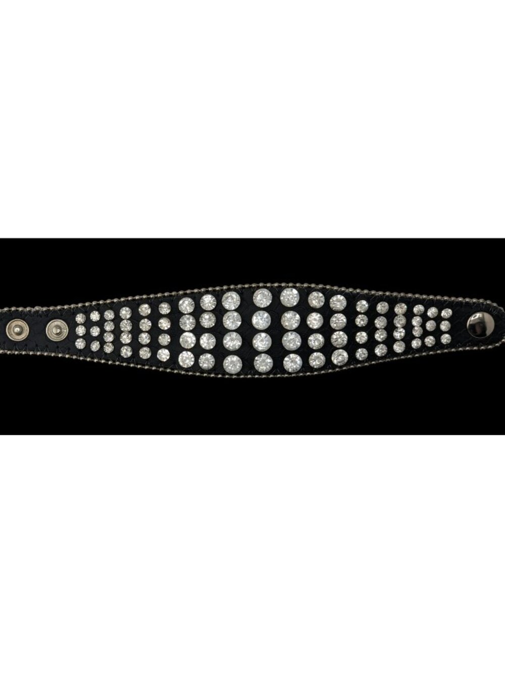 Glam Goth Y2K Rhinestone Black Cuff Bracelet Crystal Statement